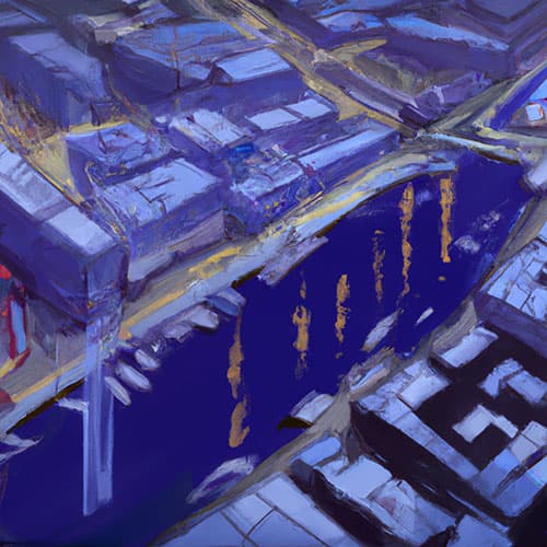 Painting of real life city generated by us with a help of AI